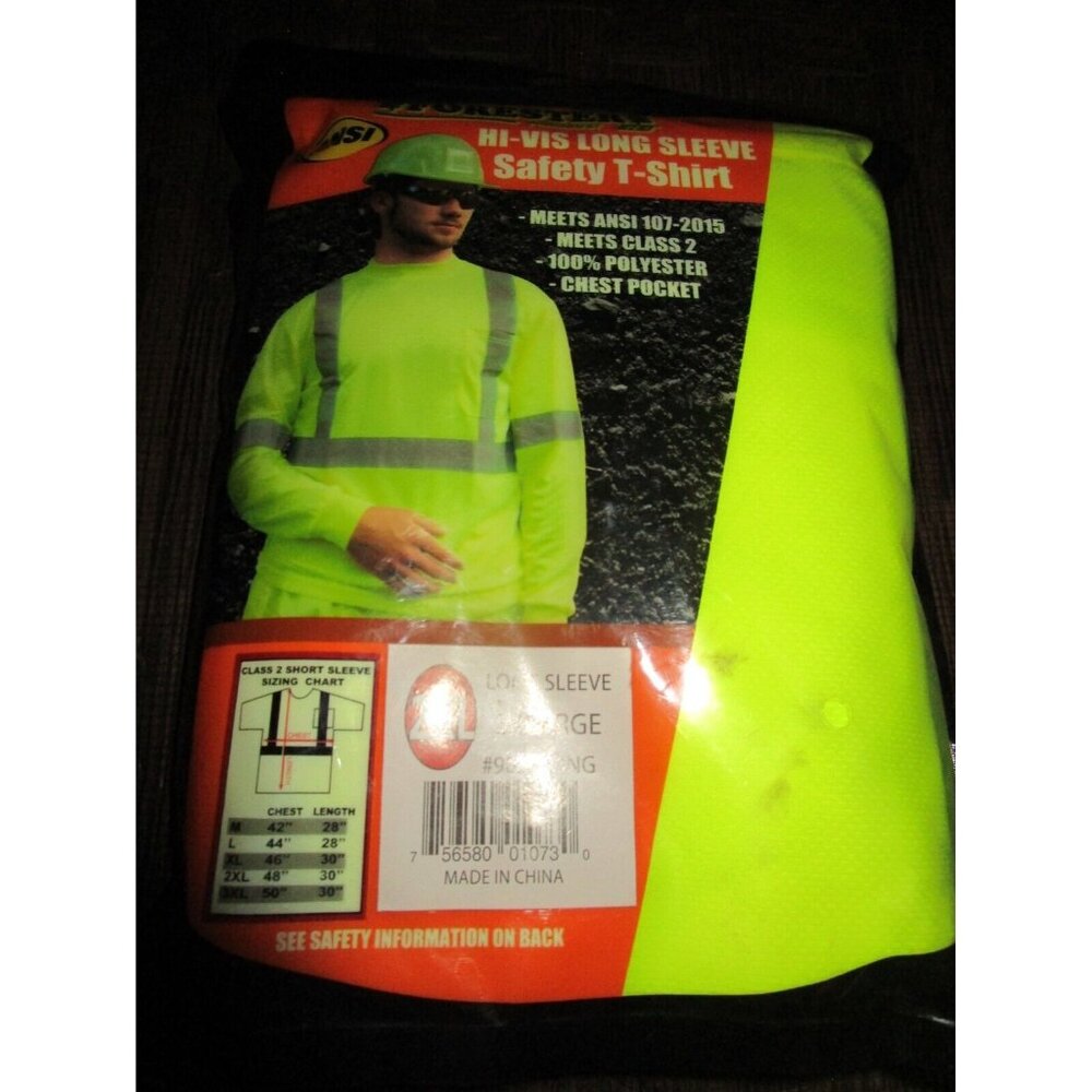 Forester Men's Class 2 High Visibility Yellow Long Sleeve Safety T-Shirt 2XL